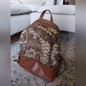 Michael Kors paisley brown leather backpack (2015)